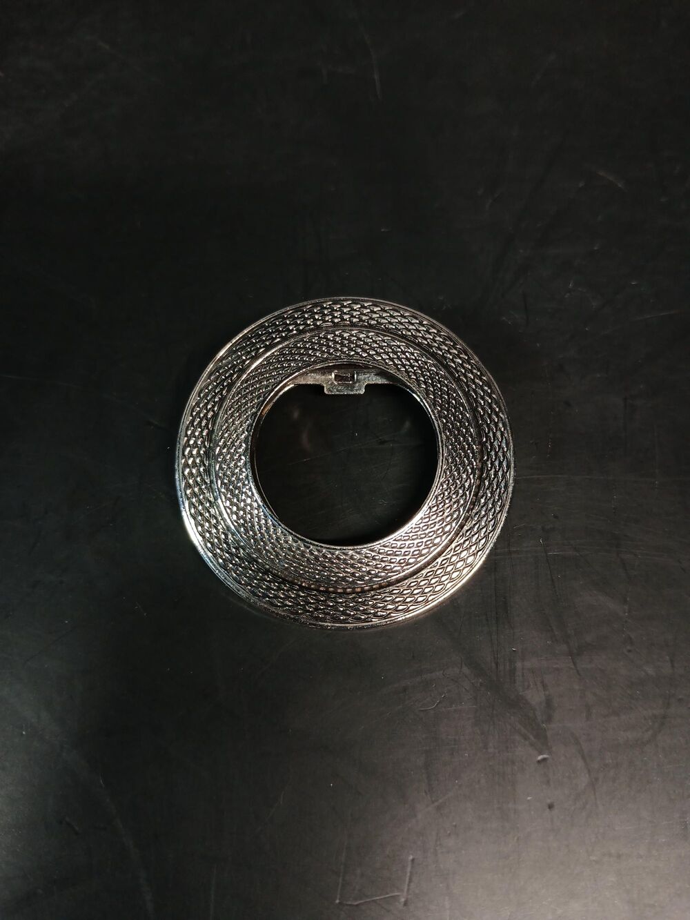 Vintage Lieba Usa Convertible Clip Brooch Pin Textured Silver Tone Round 1.75"
